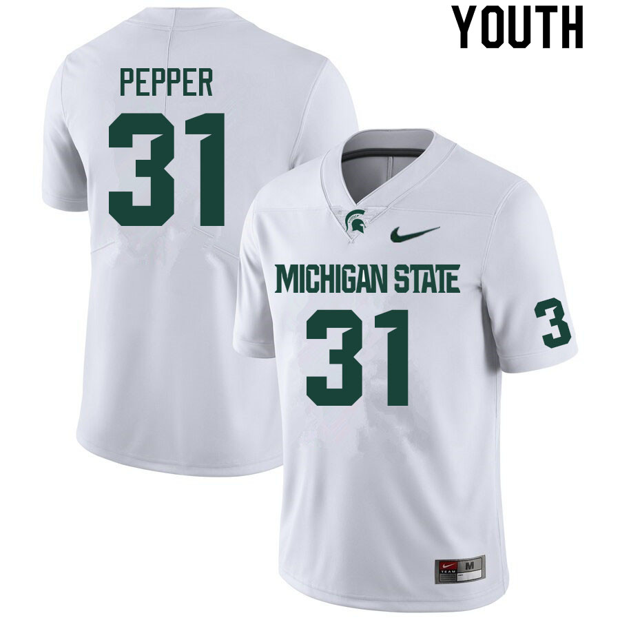 Youth #31 Hank Pepper Michigan State Spartans College Football Jerseys Sale-White